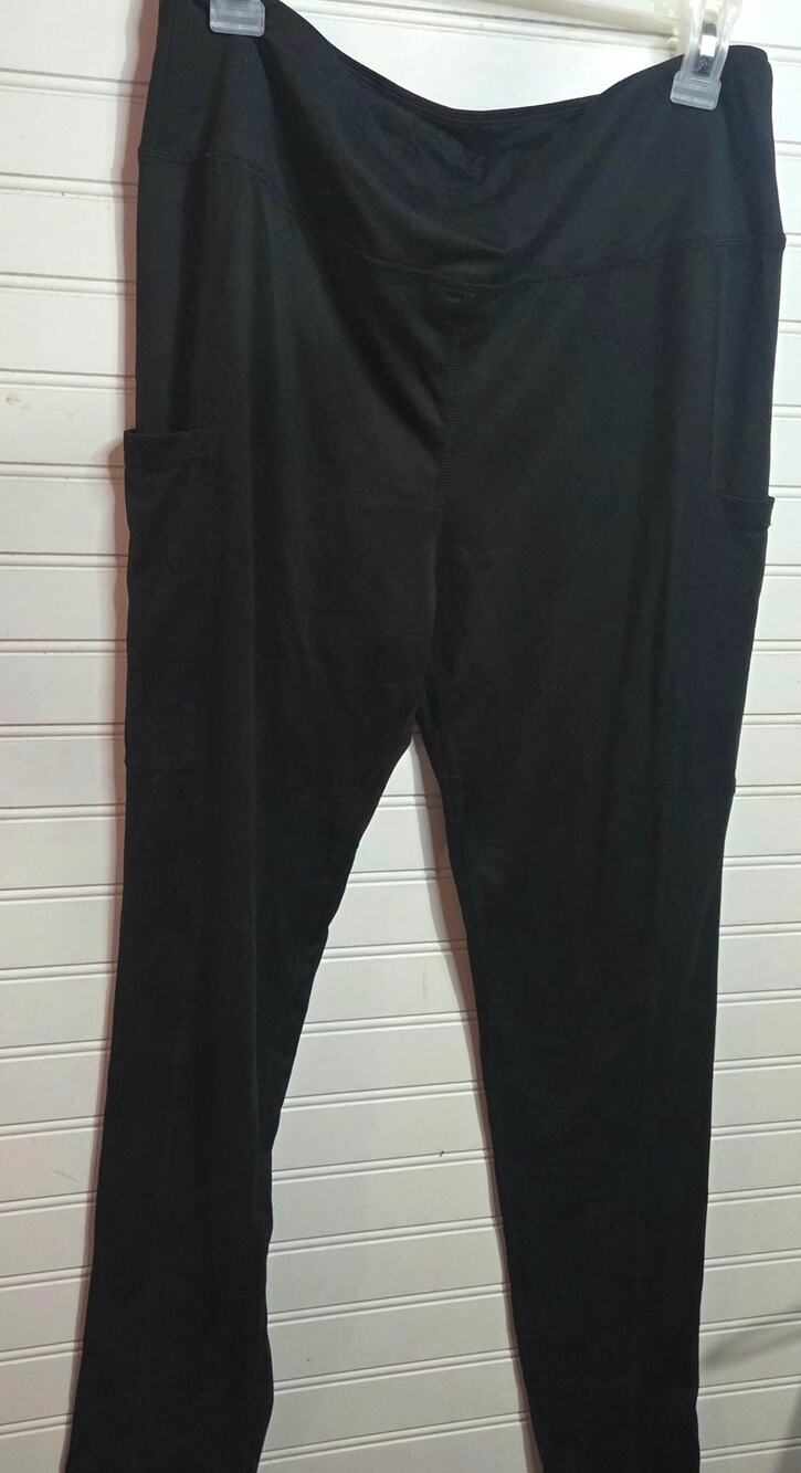West Loop Black Leggings Large High Rise Side Pockets Activewear